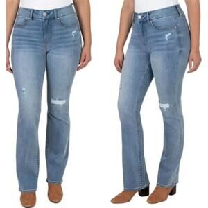 Seven7 Distressed Tummyless High Rise Bootcut Jeans sz 14